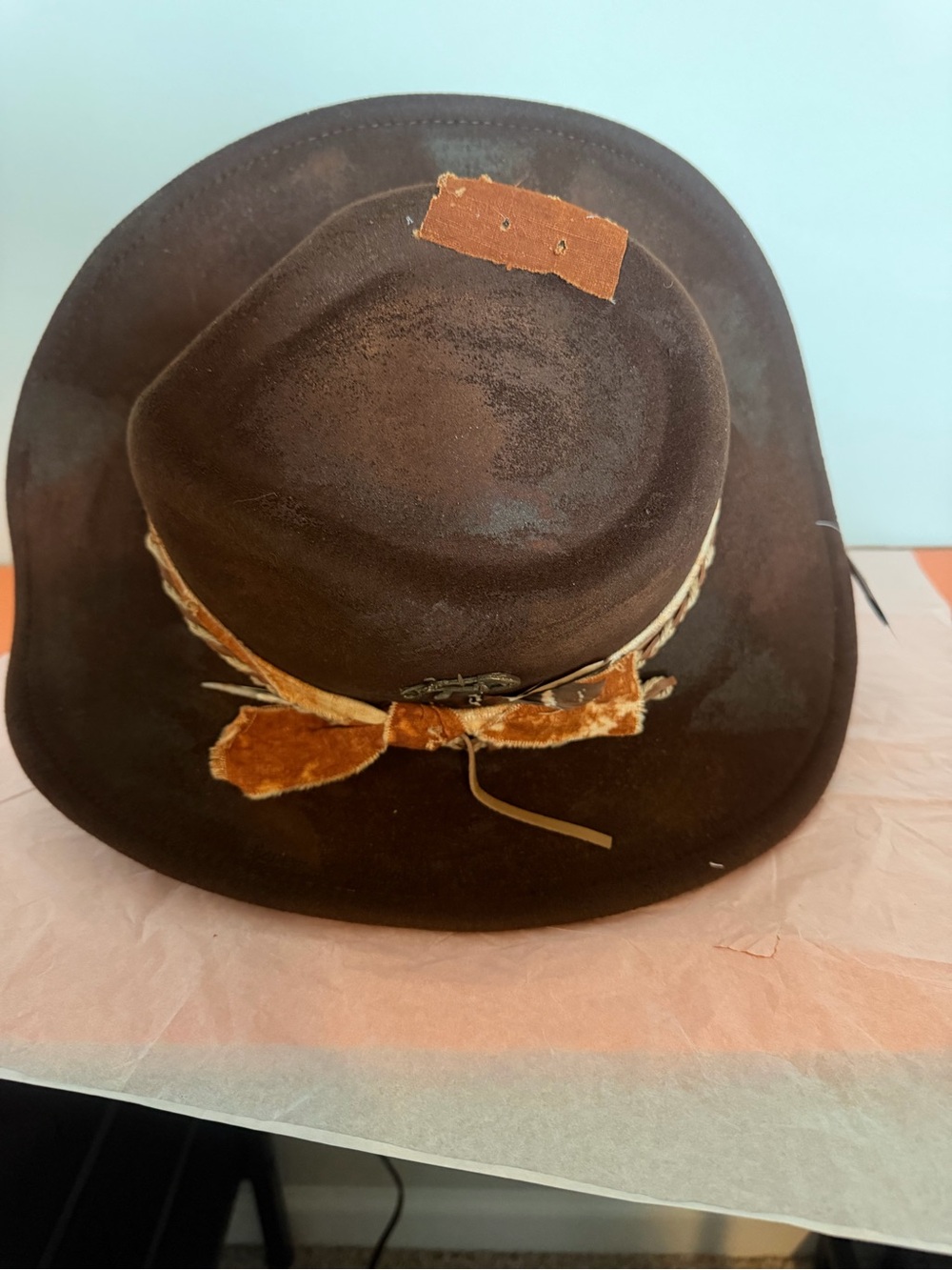 Men's Brown Suede Cowboy Hat with Decorative Band